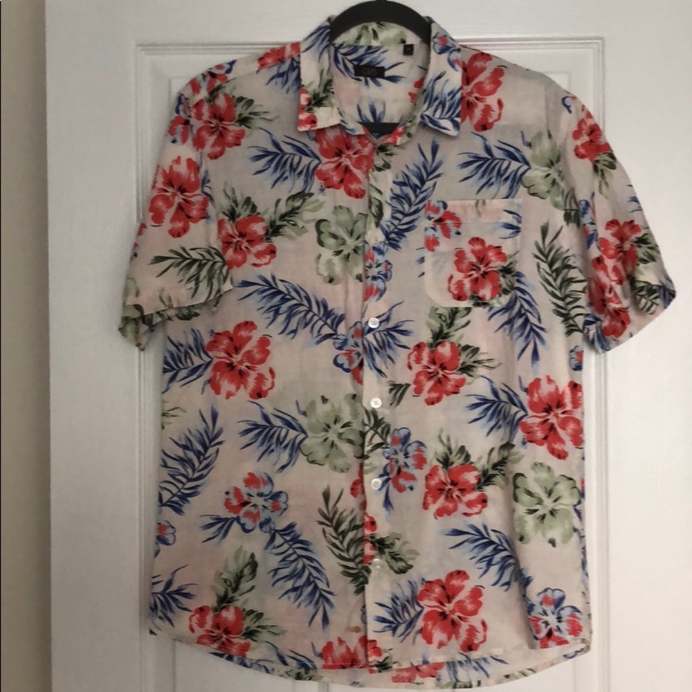 Vintage Ovs T-Shirt - M Linen flowers